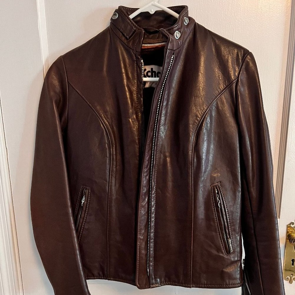 Schott NYC Brown Leather Jacket Women's Size 8